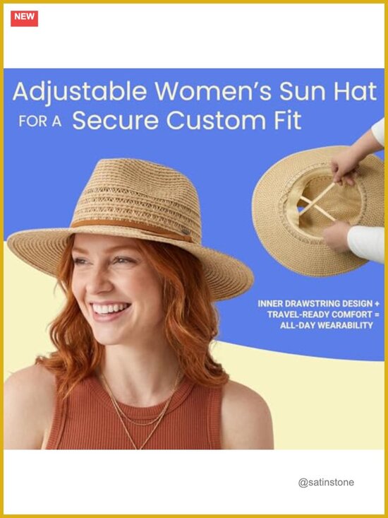 Wide Brim Straw Panama Fedora Hat UPF 50+ Packable Beach Hat for Vacation main image 5